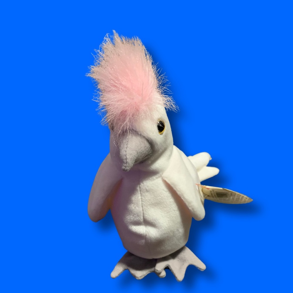 1998 Ty Beanie Babies Collection Kuku Cockatoo Bird - White Rare And Retired